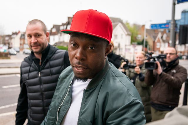 Dizzee Rascal, 38, whose real name is Dylan Mills, was found guilty at a trial in April last year of assaulting Cassandra Jones (PA)