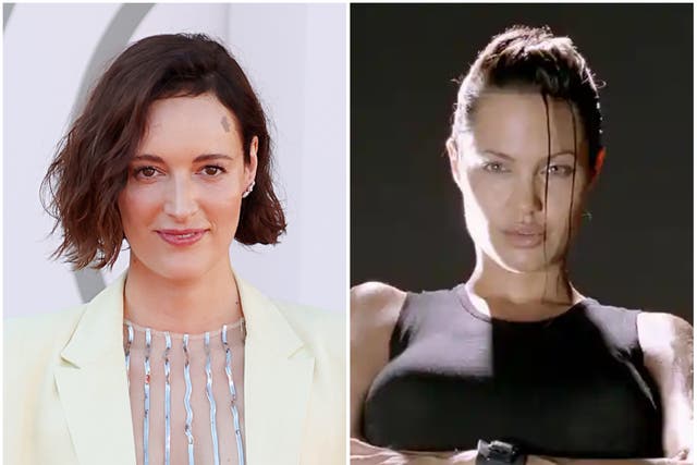 <p>Phoebe Waller-Bridge (left) and Angelina Jolie as Lara Croft</p>