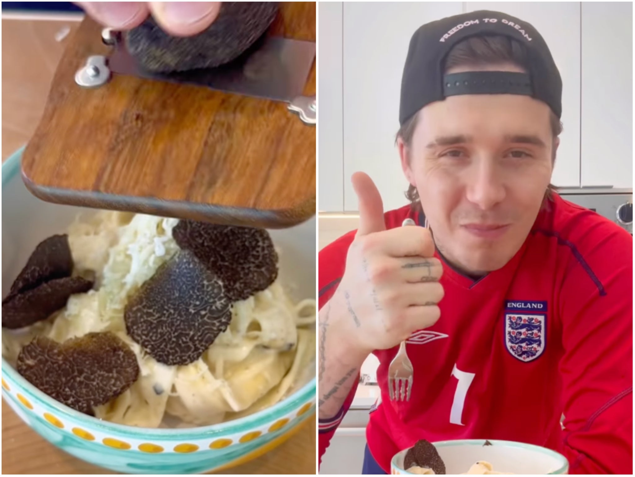 Brooklyn Beckham cooking truffle pasta