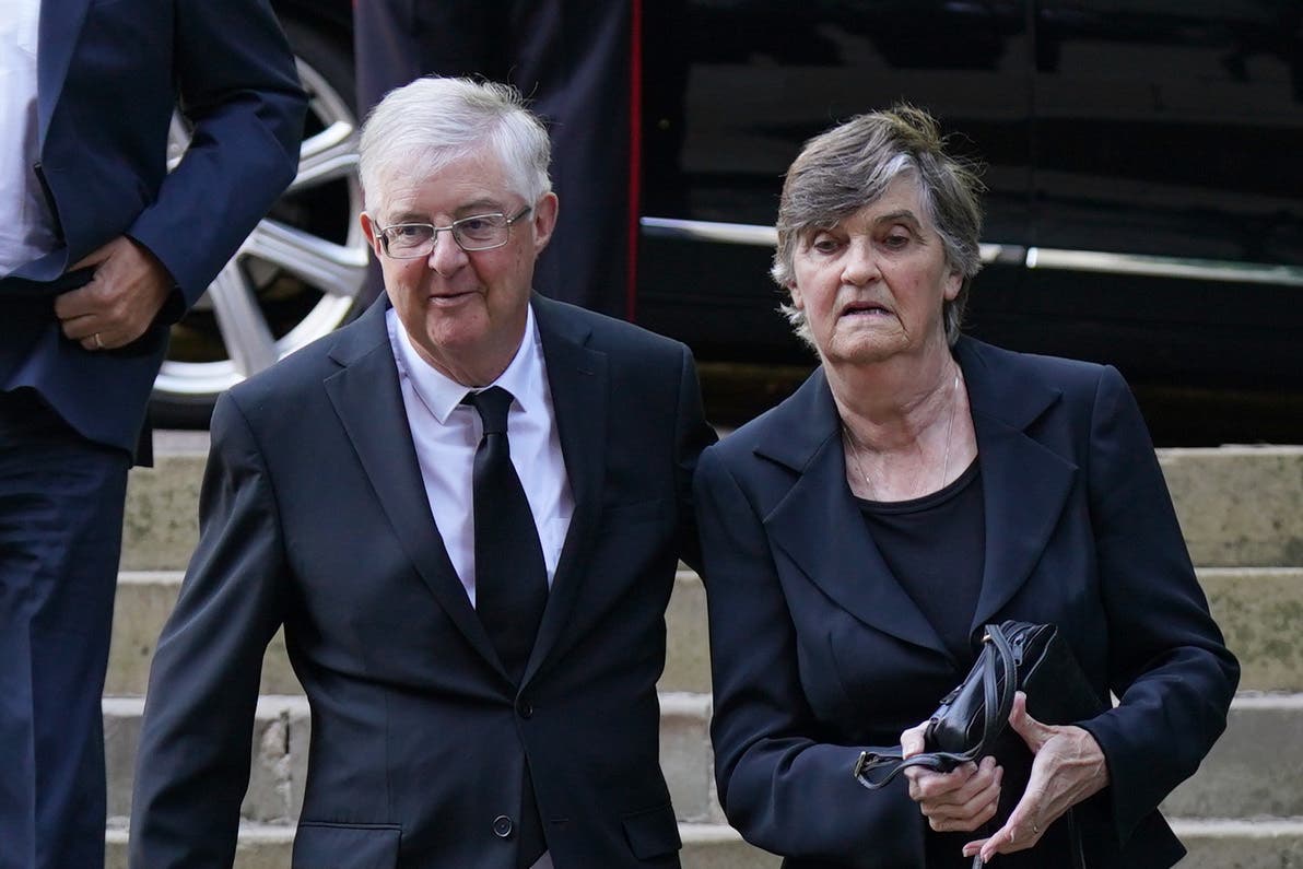 Wales’s First Minister Mark Drakeford and wife Clare (Jacob King/PA)