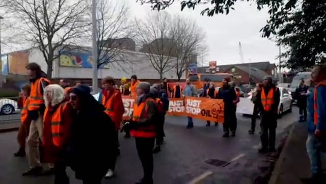 <p>Just Stop Oil halt traffic across Manchester with road-blocking climate protest</p>