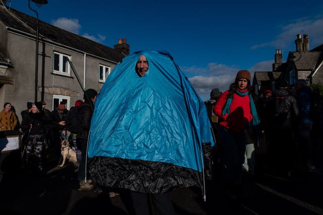 <p>People attend a protest against a court ruling to ban Wild Camping on Dartmoor, Cornwood, January 21 2023</p>