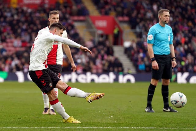 Romain Perraud opened the scoring for Southampton when he fired in a first-half free kick at St Mary’s (Adam Davy/PA)