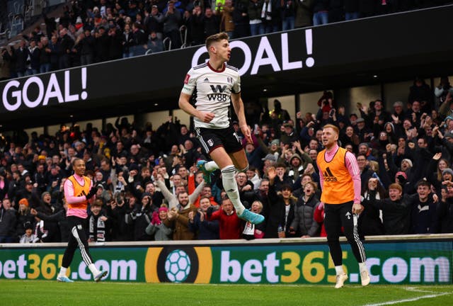 <p>Fulham's Tom Cairney celebrates scoring</p>