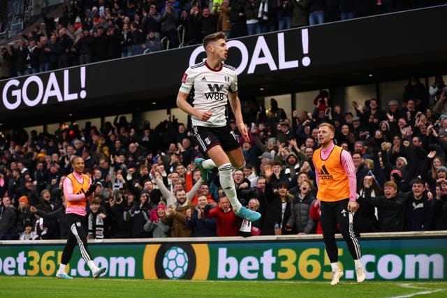 <p>Fulham's Tom Cairney celebrates scoring</p>