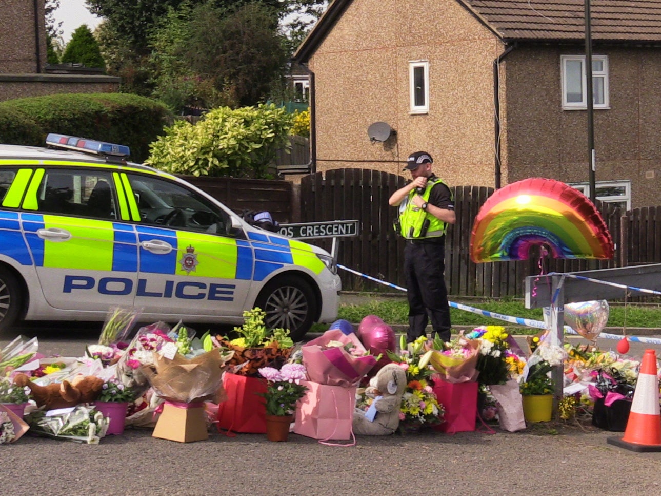 Flowers near to the murder scene in Chandos Crescent