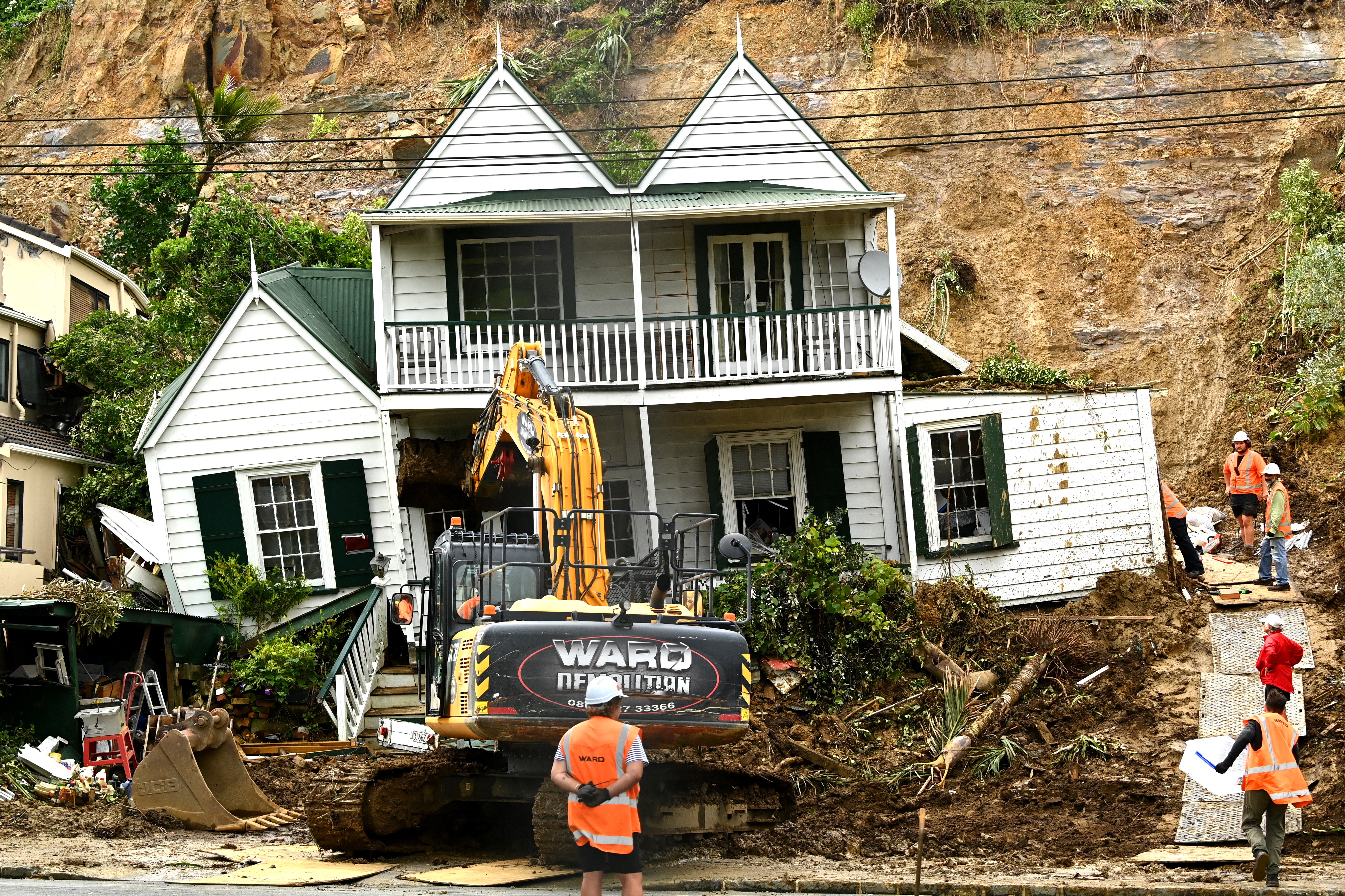 A property in Remuera where an a man was found dead after a landslide hit his house is seen on 29 January in Auckland