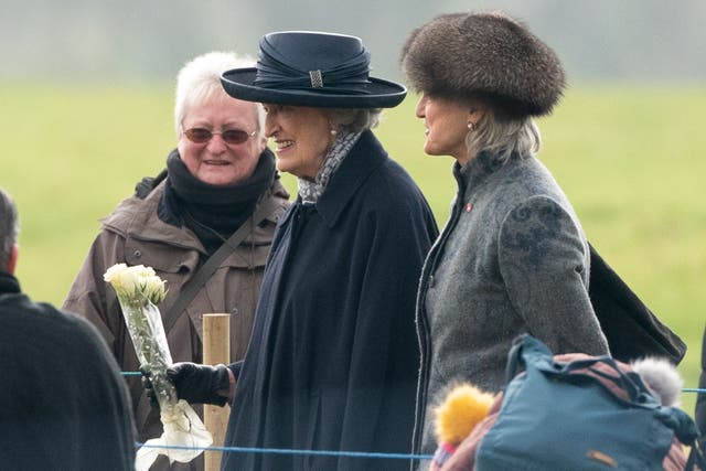 Lady Susan Hussey joined the King and the Princess Royal at a church service at Sandringham, two months after resigning in a racism row (Joe Giddens/PA)