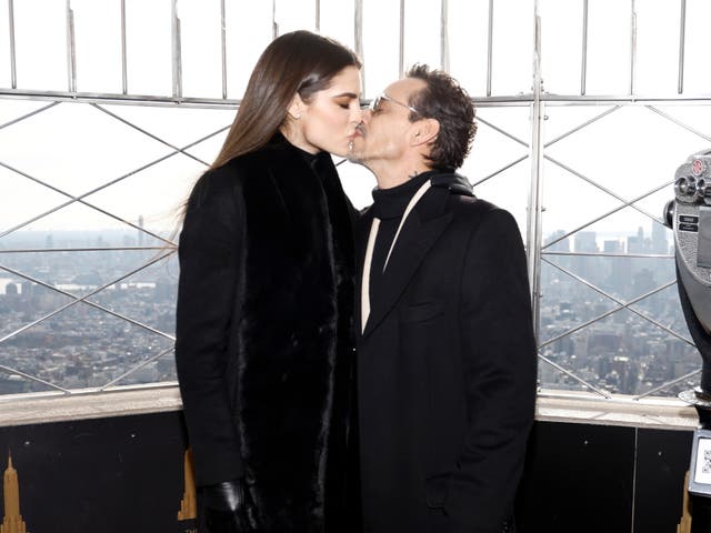 <p>Nadia Ferreira and Marc Anthony visit the Empire State Building on December 05, 2022</p>