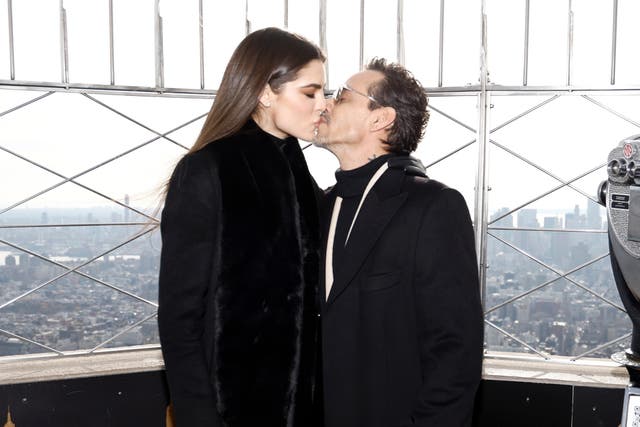 <p>Nadia Ferreira and Marc Anthony visit the Empire State Building on December 05, 2022</p>