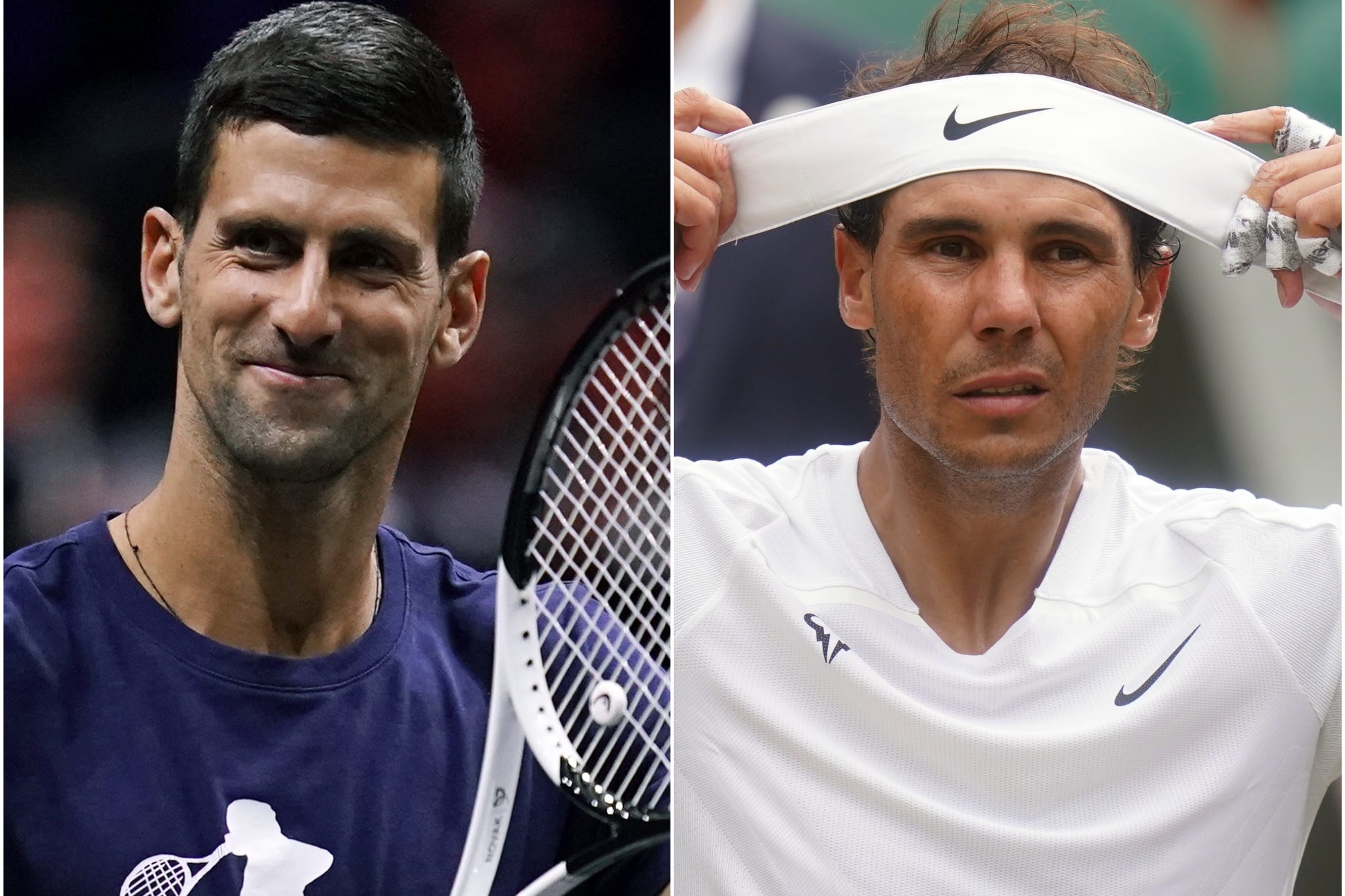 Novak Djokovic and Rafael Nadal (PA)