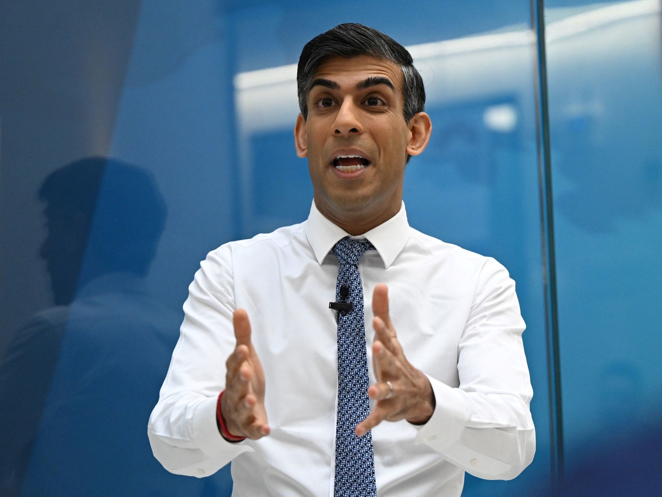 Rishi Sunak speaking at County Durham hospital on Monday