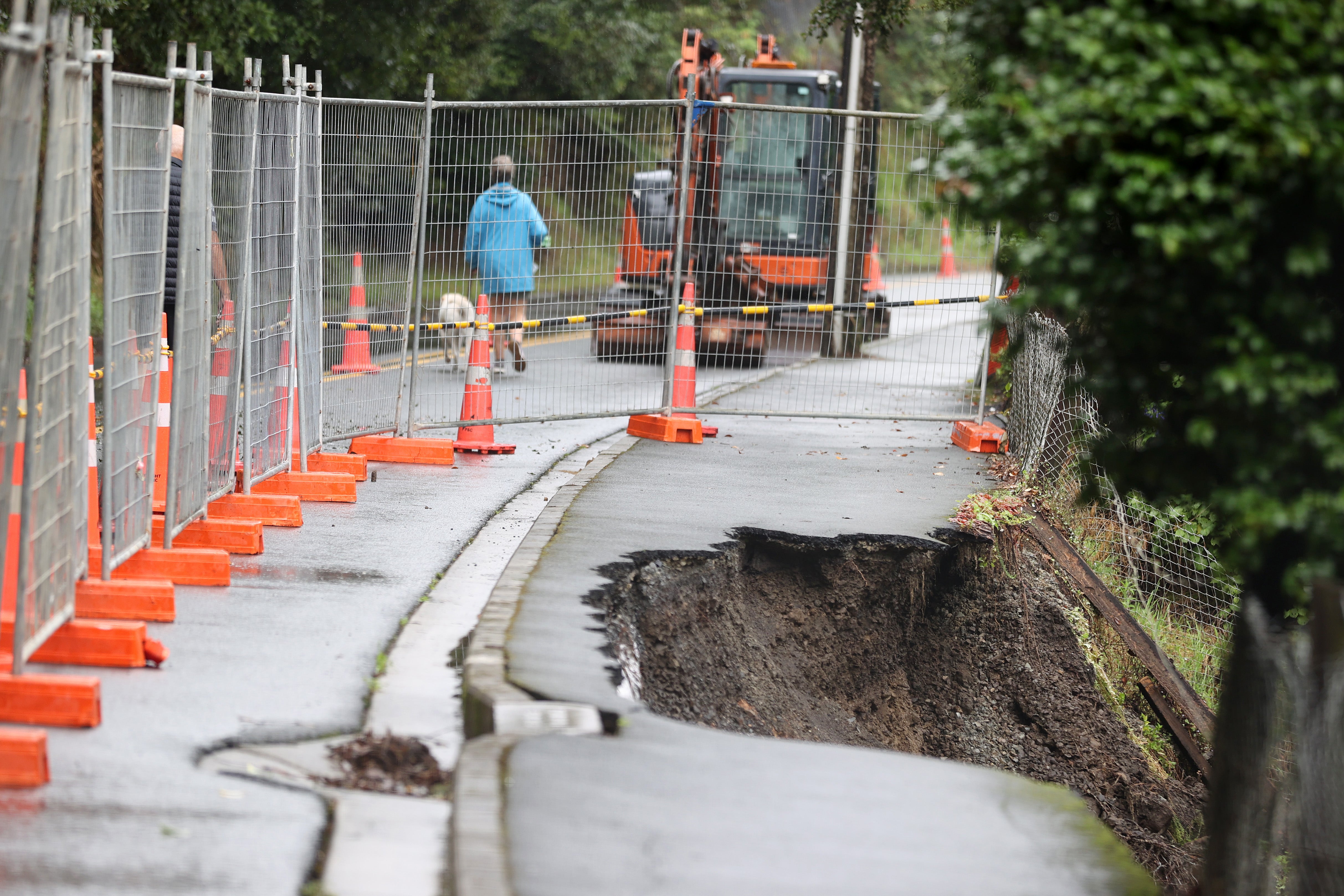 A landslip in Titirangi, Auckland after torrential rain