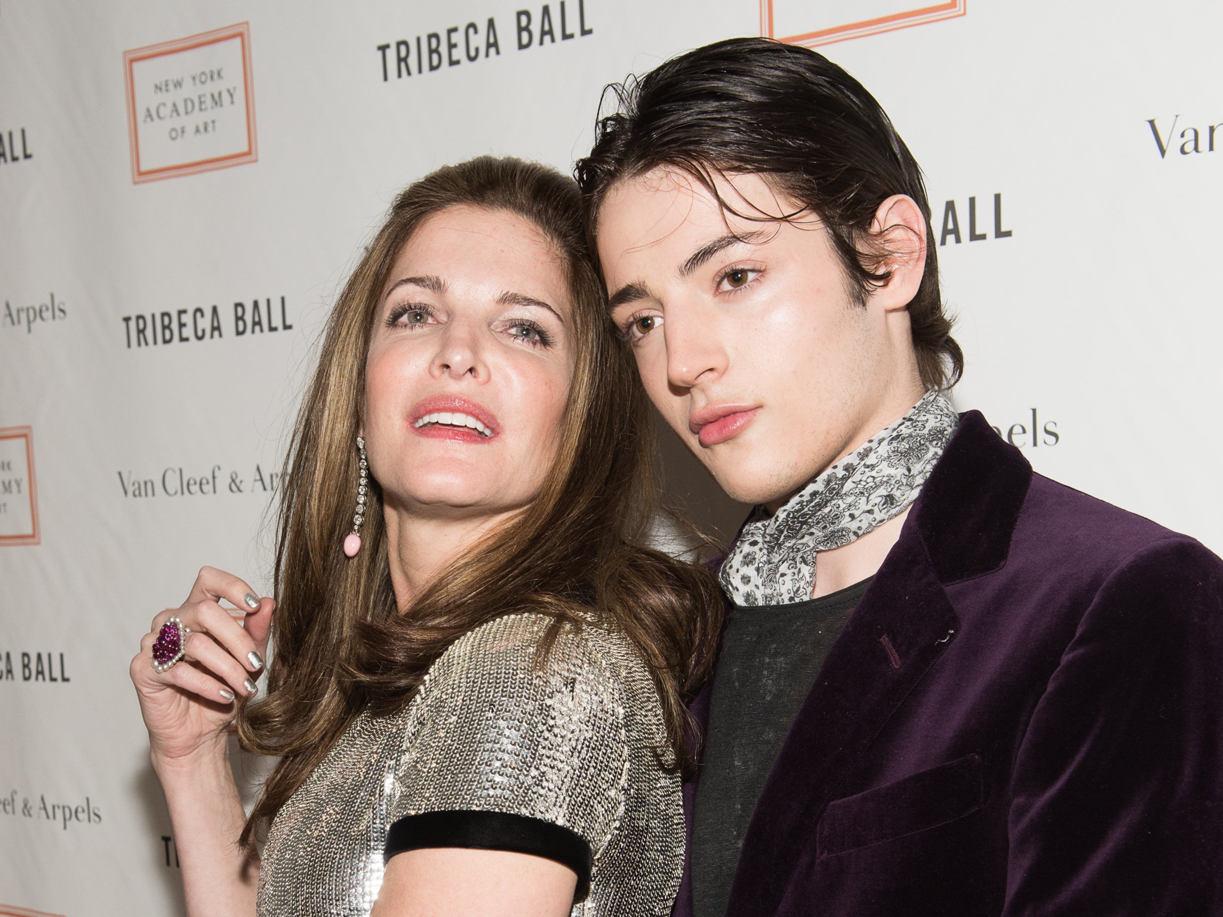Stephanie Seymour and sonarry Brant arrive at the 2015 Tribeca Ball at New York Academy of Art on April 13, 2015