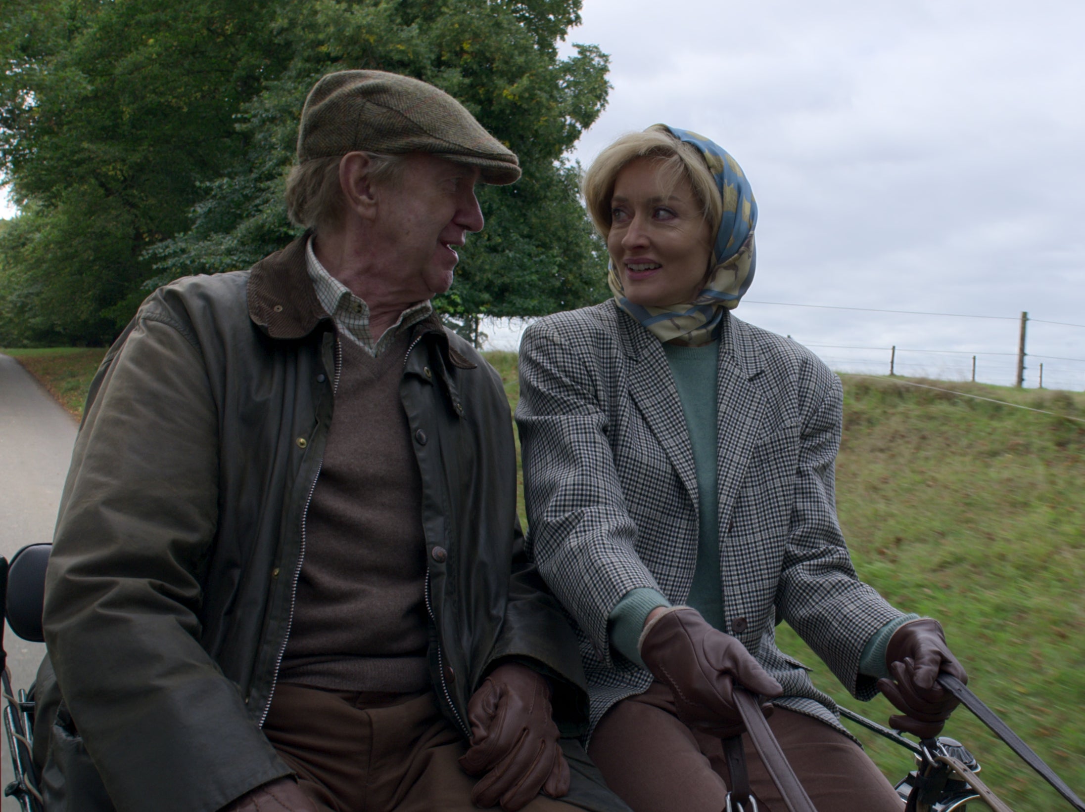 A royal carriage: Jonathan Pryce and Natascha McElhone in ‘The Crown’