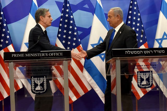<p>US secretary of state Anthony Blinken and Israeli prime minister Benjamin Netanyahu in Jerusalem, in January this year </p>