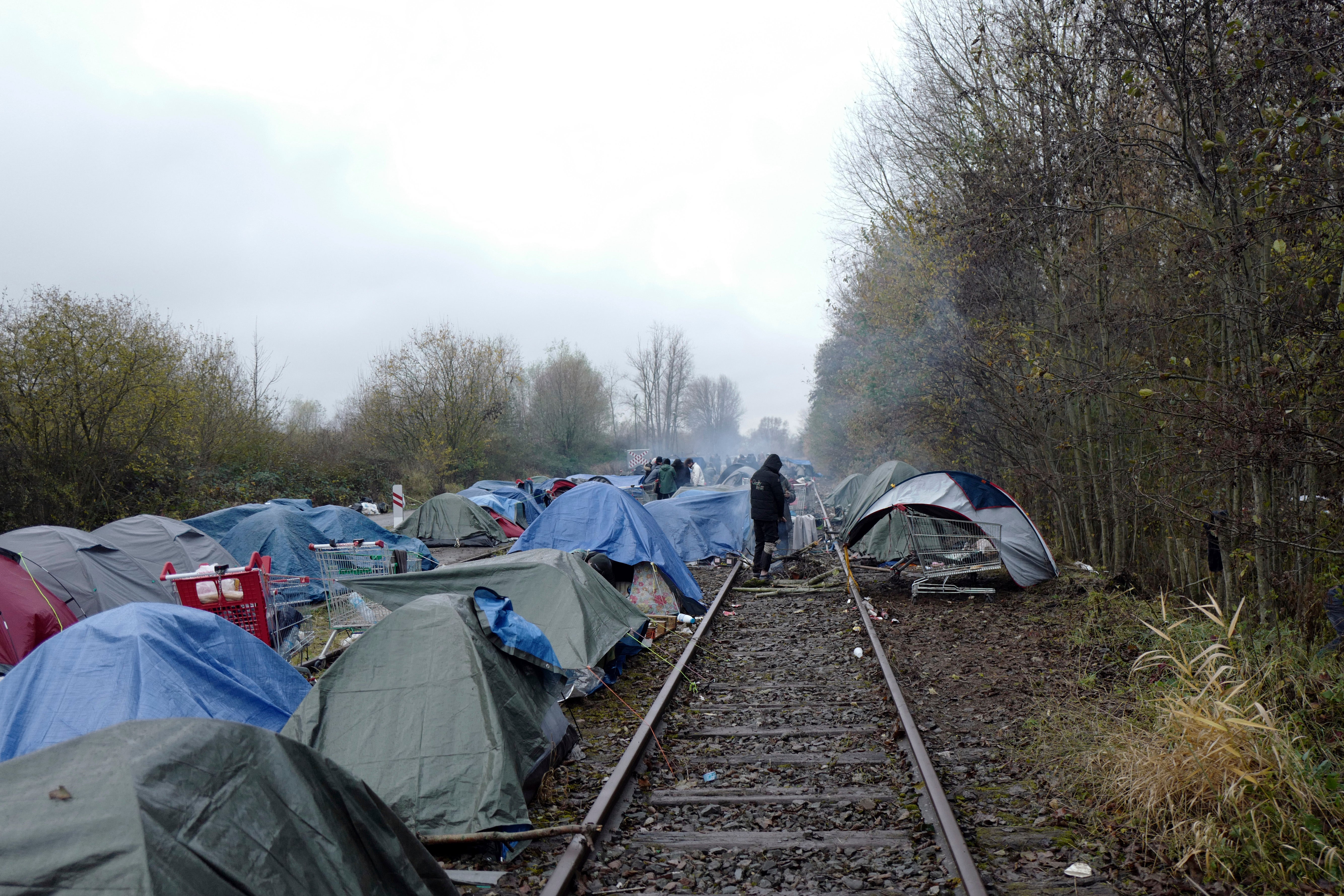 A makeshift camp near Calais in 2021