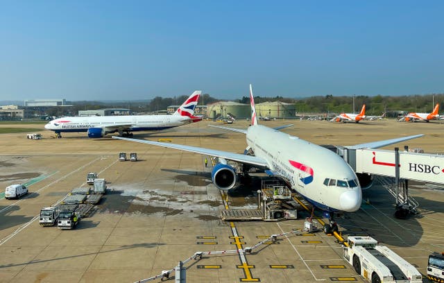 <p>The plane was met by police shortly after landing at Gatwick</p>