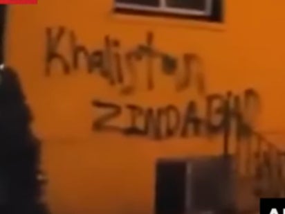 A Hindu temple was defaced by Khalistani activists in Brampton, Canada, promoting Indian consulate to seek action. Screengrab