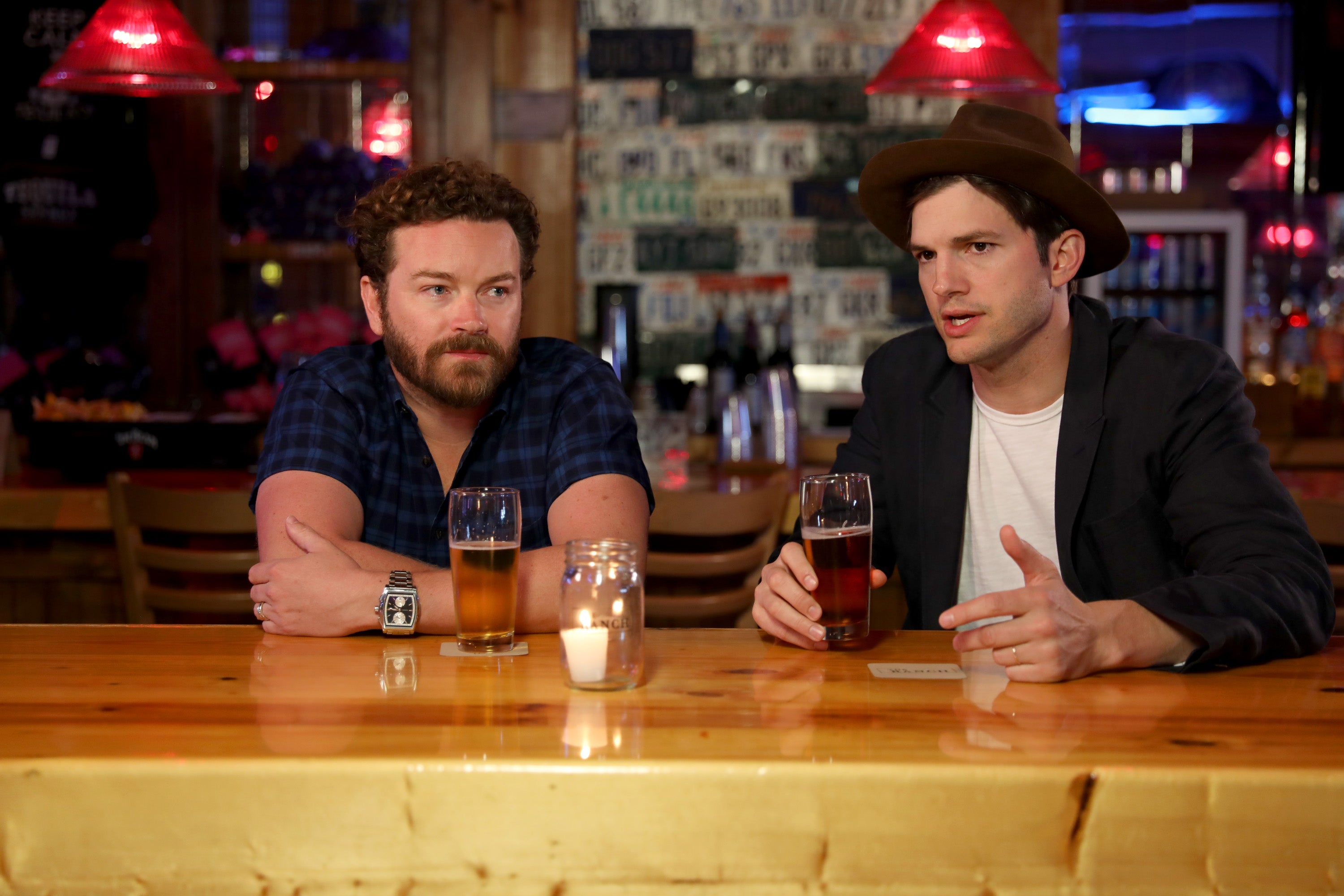 Masterson (left) and Kutcher in 2017, just before he was written out of ‘The Ranch'