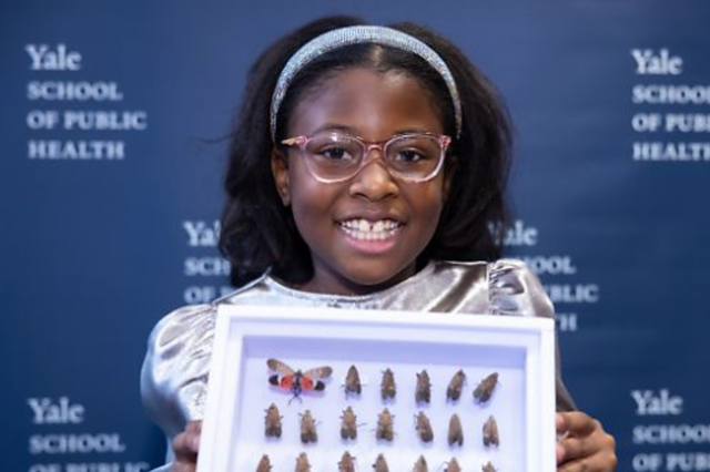 <p>Bobbi Wilson, 9, was given an award by the Yale School of Public Health</p>