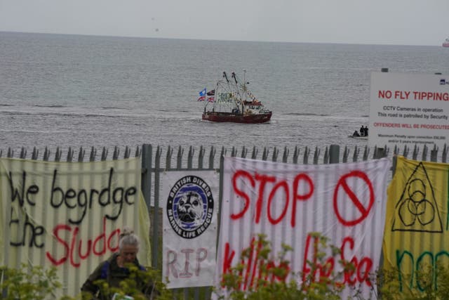 Fishing crews stage a protest in Teesport, Middlesbrough (Owen Humphreys/PA)