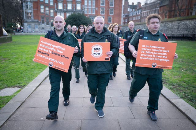 Ambulance workers from the GMB union (Stefan Rousseau/ PA)