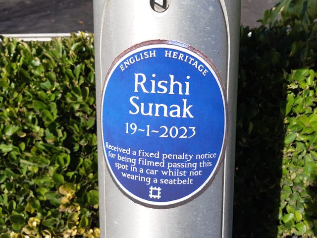 <p>The ‘blue plaque’ commemorating Rishi Sunak's Fixed Penalty Notice </p>