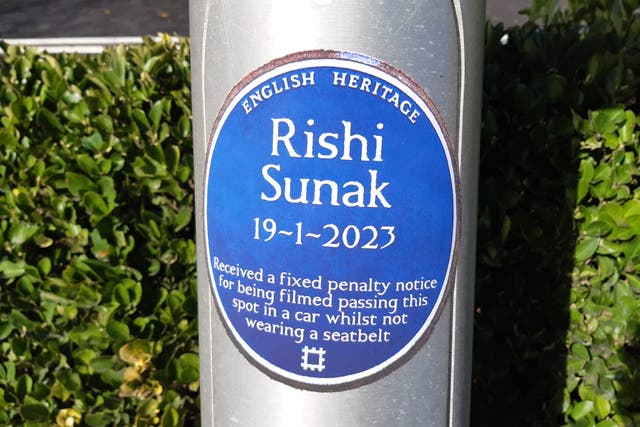<p>The ‘blue plaque’ commemorating Rishi Sunak's Fixed Penalty Notice </p>