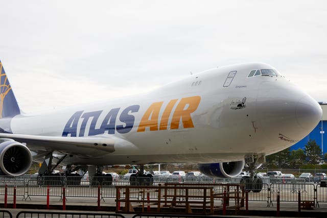 <p>The final Boeing 747 is displayed at the assembly plant during a ceremony for the delivery of the jumbo jet to Atlas Air</p>