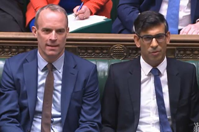 Dominic Raab and Rishi Sunak during Prime Minister’s Questions (House of Commons/PA)