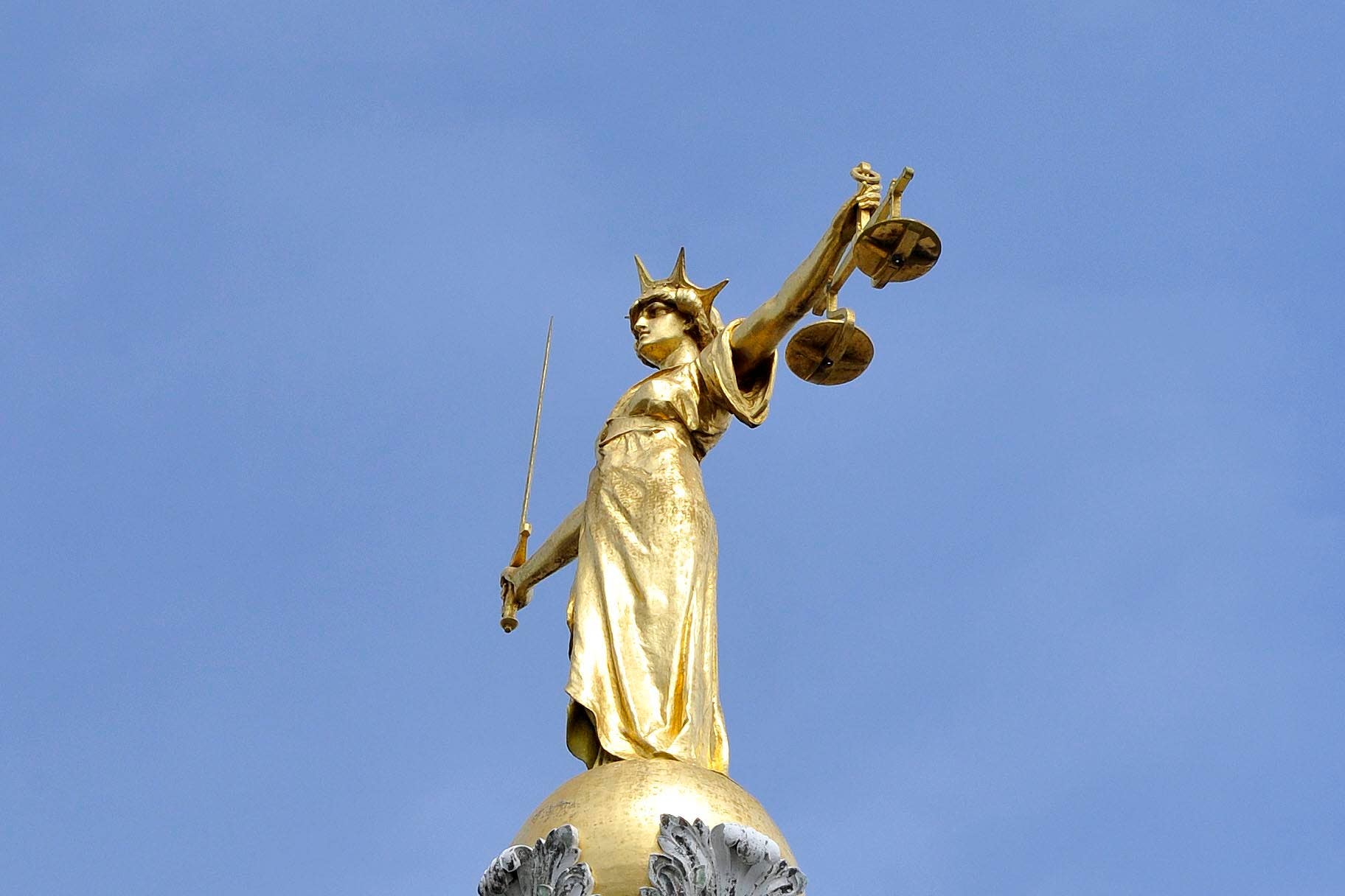 The statue of Lady Justice on the dome of the Old Bailey (PA)