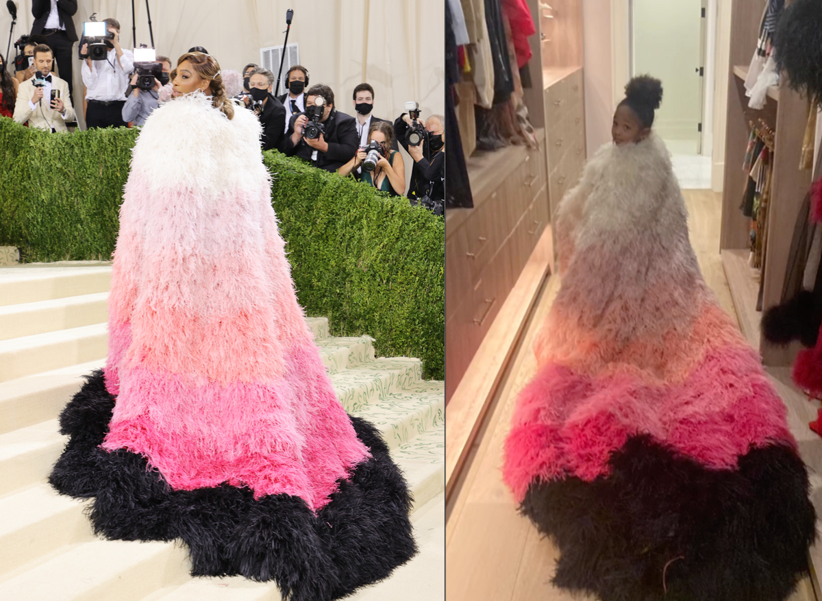 Serena Williams&rsquo; daughter Olympia tries on mother&rsquo;s 2021 Met Gala look