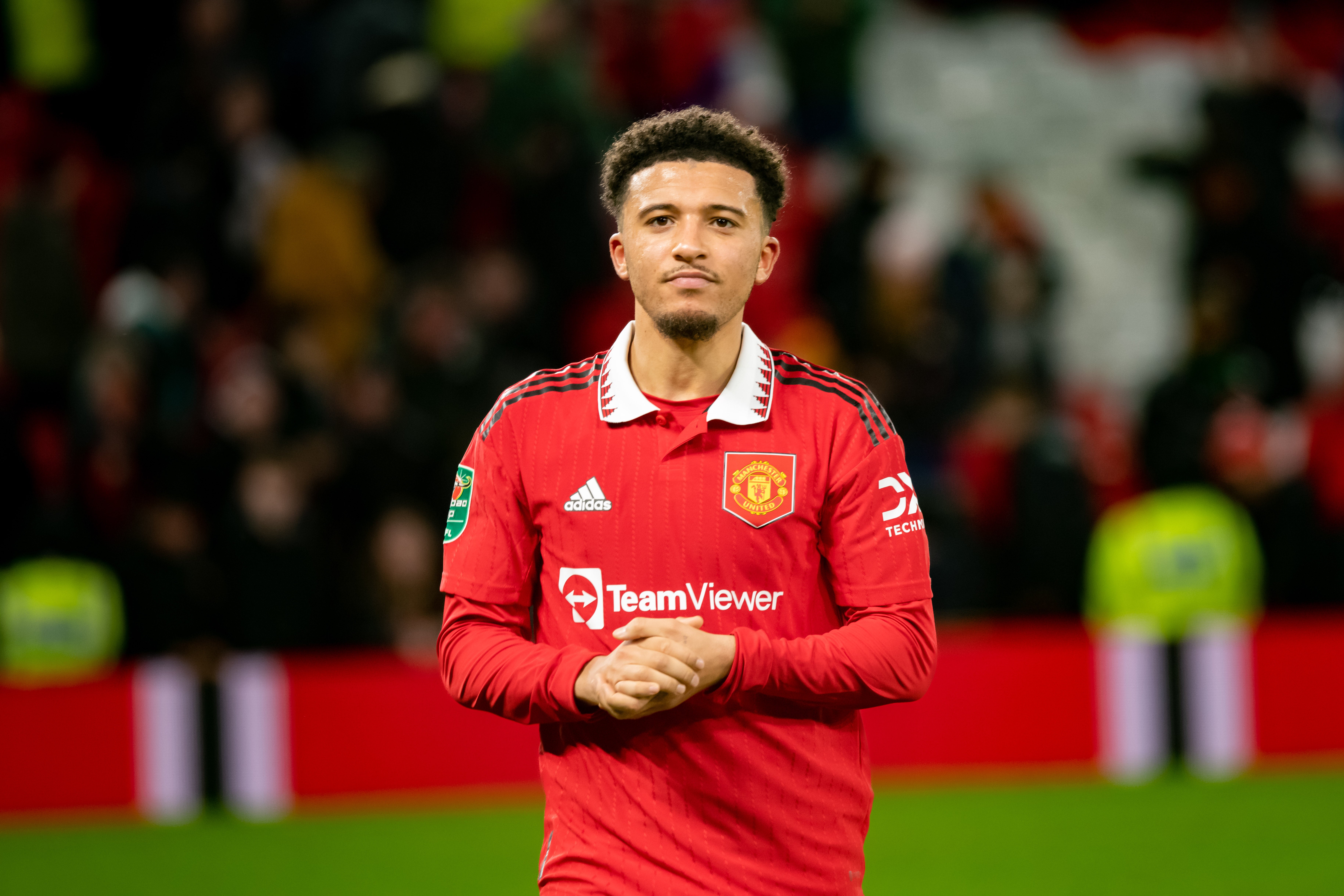 Jadon Sancho played in United’s semi-final second leg win