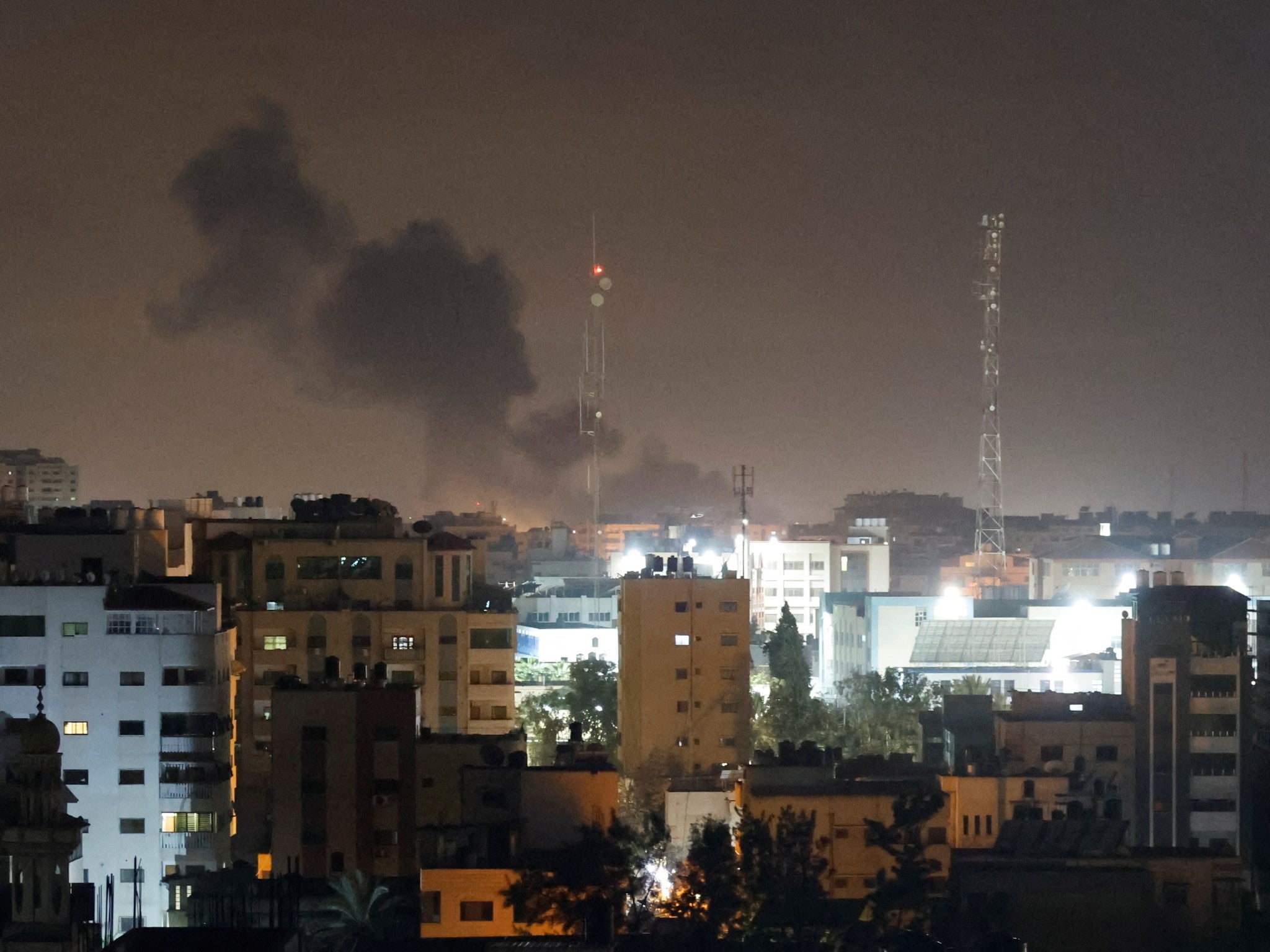 <p>Smoke rises during Israeli airstrikes in Gaza City</p>