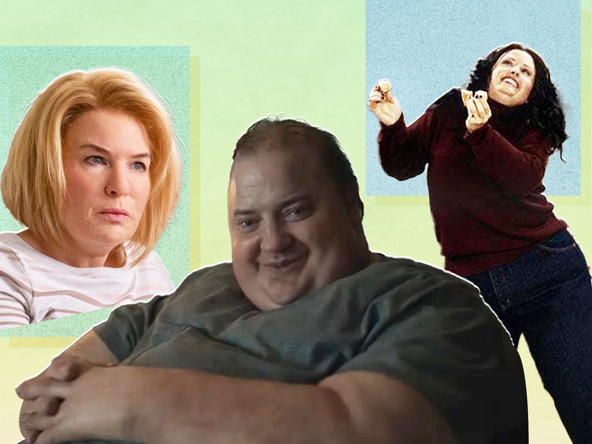 From left: Renée Zellweger in ‘The Thing About Pam’, Brendan Fraser in ‘The Whale’ and Courteney Cox in ‘Friends'