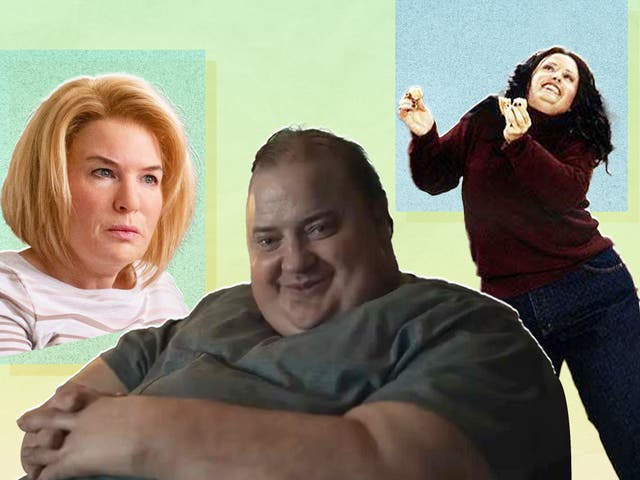 <p>From left: Renée Zellweger in ‘The Thing About Pam’, Brendan Fraser in ‘The Whale’ and Courteney Cox in ‘Friends'</p>