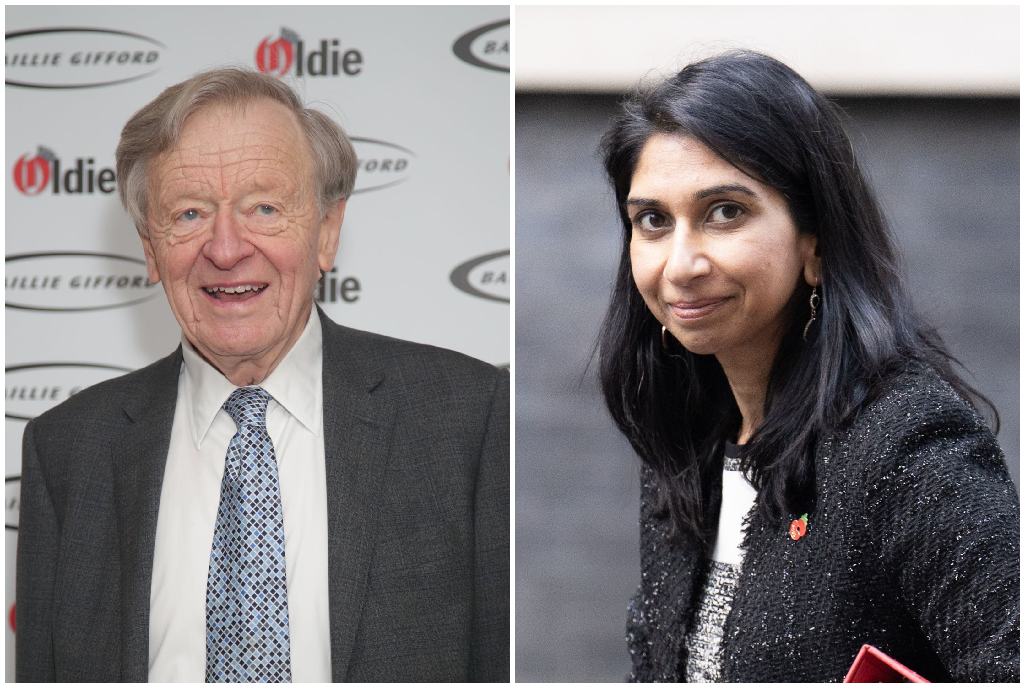 Lord Dubs and Suella Braverman (Yui Mok/James Manning/PA)