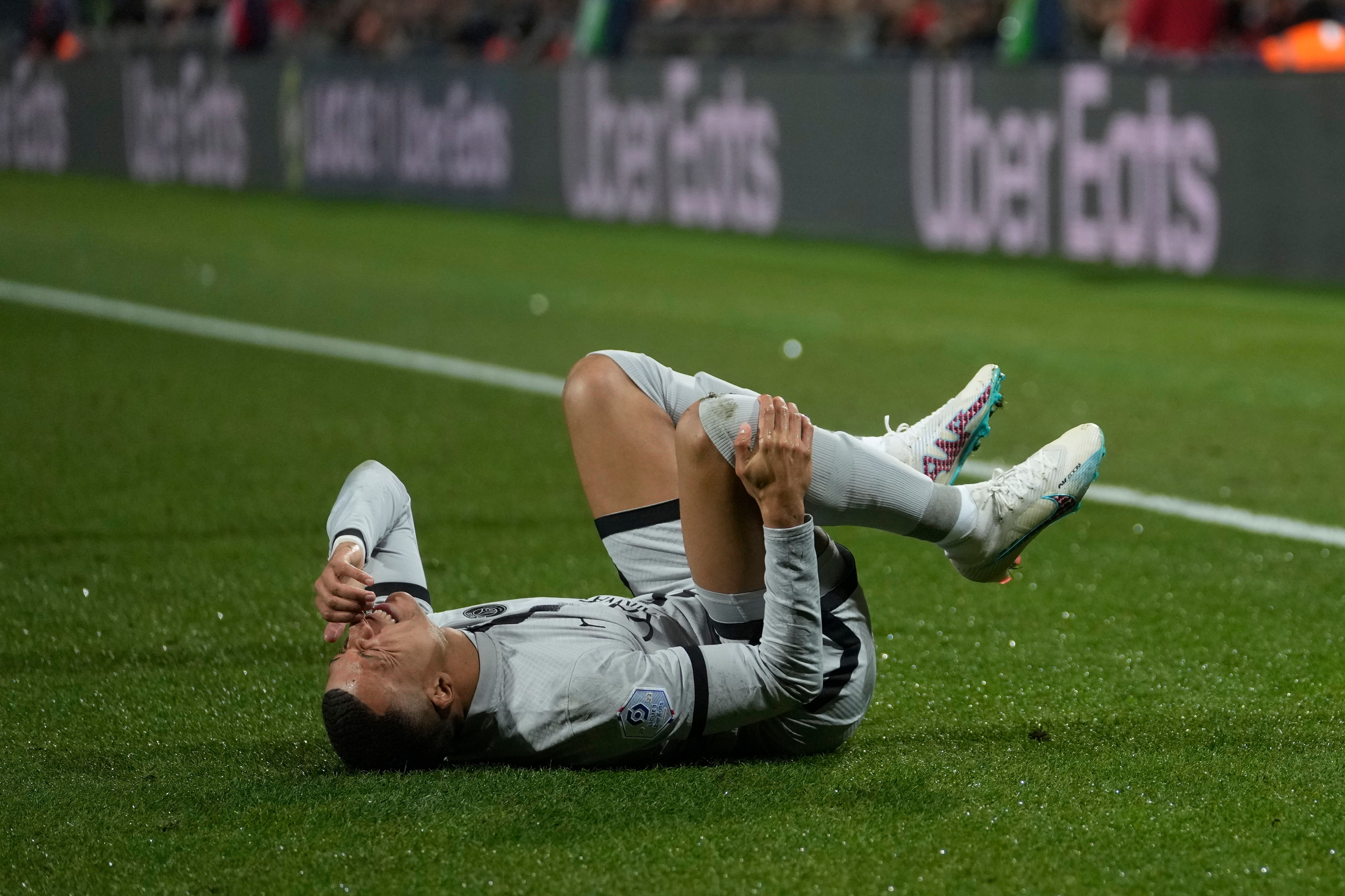 Kylian Mbappe was forced off during Paris Saint-Germain’s Ligue 1 win at Montpellier. (Thibault Camus/AP)