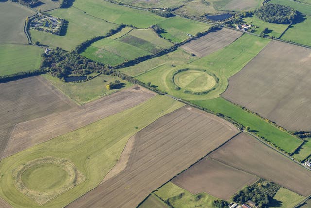 The Thornborough Henges complex near Ripon, is opening to the public (Heritage England/PA)