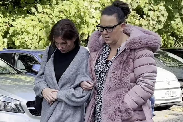 Travel agent Lyne Barlow (left) leaving Durham Crown Court, after she admitted conning customers, with the offences said to total £2.6m (Tom Wilkinson/PA)