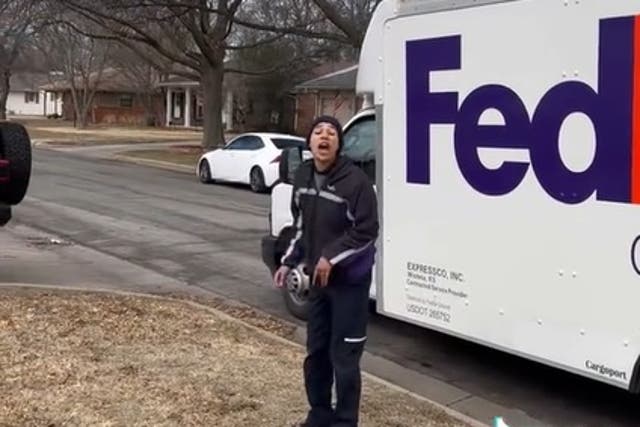 <p>FedEx worker seen in viral TikTok video mocking Spanish-speaking influencer and yelling “go back to your country” and “this is America” at her </p>
