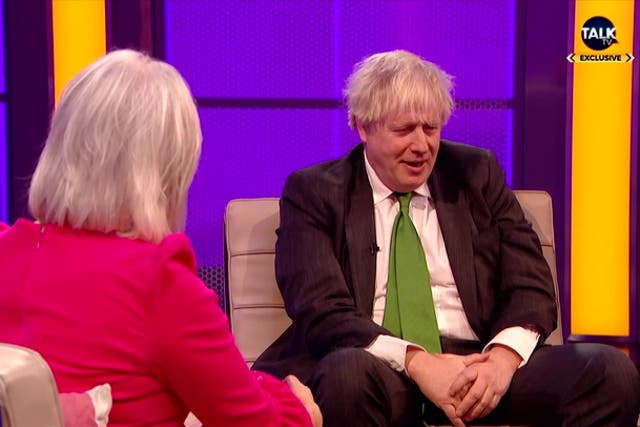 <p>Boris Johnson appeared on Nadine Dorries’s TalkTV show last week</p>