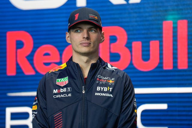 Max Verstappen addresses the media at Red Bull’s season launch in New York (Seth Wenig/AP)