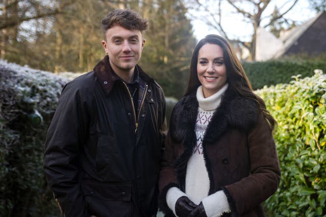The Princess of Wales with radio presenter Roman Kemp, as they are pictured during the filming for a short film in support of the Shaping Us campaign (Kensington Palace/PA)