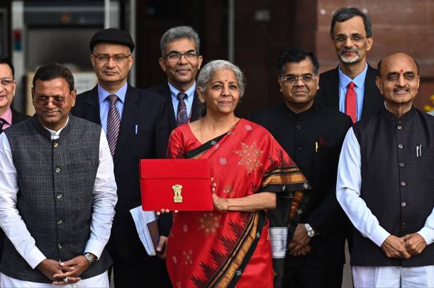 India’s finance minister Nirmala Sitharaman at the finance ministry presenting the annual budget last week