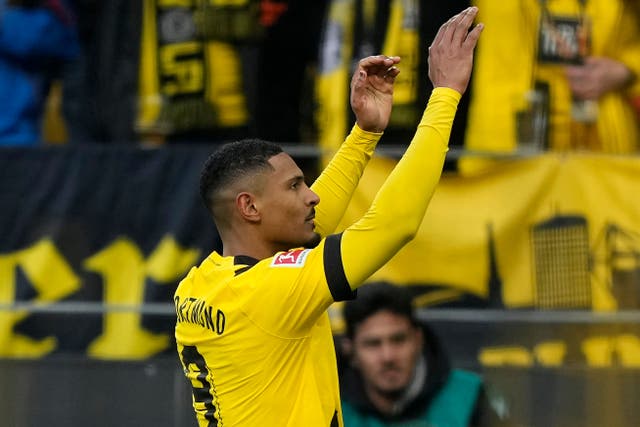Sebastien Haller opened his Borussia Dortmund goal account on a fitting occasion (Martin Meissner/AP)