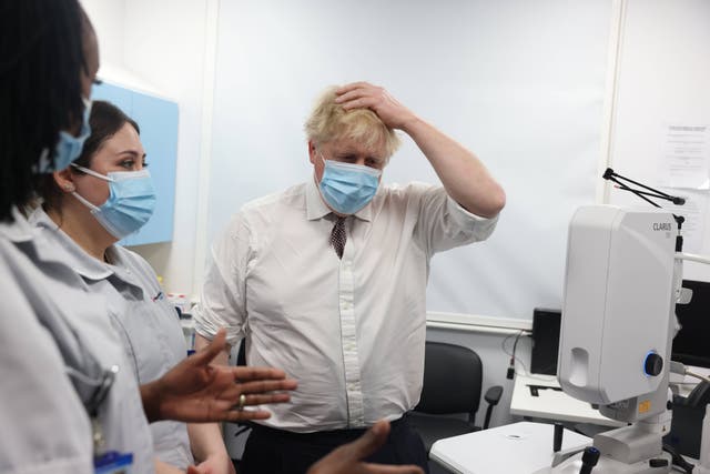 Boris Johnson during a hospital visit (Ian Vogler/Daily Mirror/PA)
