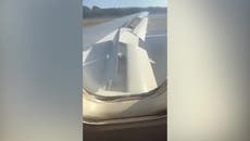 Smoke billows from plane wing after engine catches fire during take-off