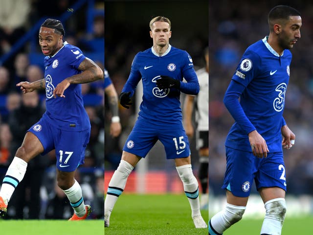 <p>Raheem Sterling, Mykhailo Mudryk and Hakim Ziyech are a big part of Chelsea’s wing confusion</p>